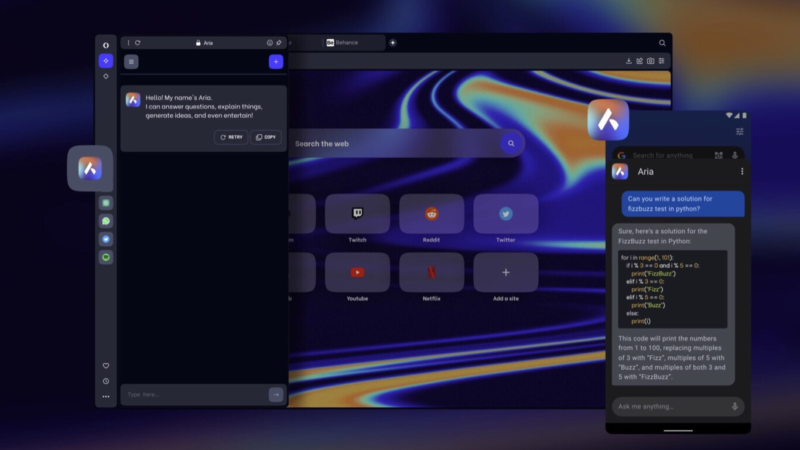 אופרה מחדשת את הדפדפן שלה ומציגה את Aria – צ’טבוט מבוסס בינה מלאכותית