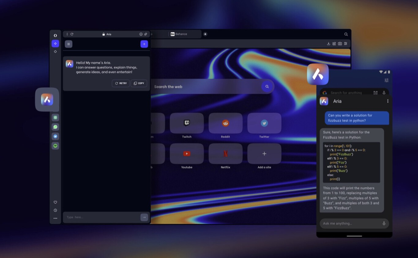 אופרה מחדשת את הדפדפן שלה ומציגה את Aria – צ’טבוט מבוסס בינה מלאכותית